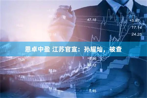 恩卓中盈 江苏官宣：孙耀灿，被查