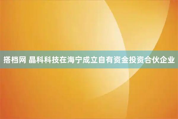 搭档网 晶科科技在海宁成立自有资金投资合伙企业